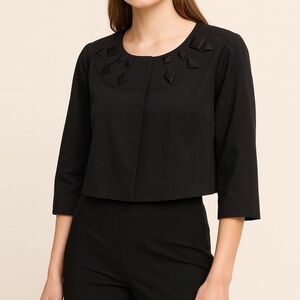 Du Jour Black Embellished Blacked Cropped Women’s Jacket SIZE XL NWT